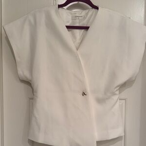 Commense White V-Neck Cap Sleeve Top